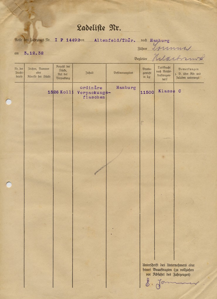 007 Ladeliste Maass & Schramm, Altenfeld - Hamburg, 03.12.1932, Sammlung Sommer Gieboldehausen.jpg